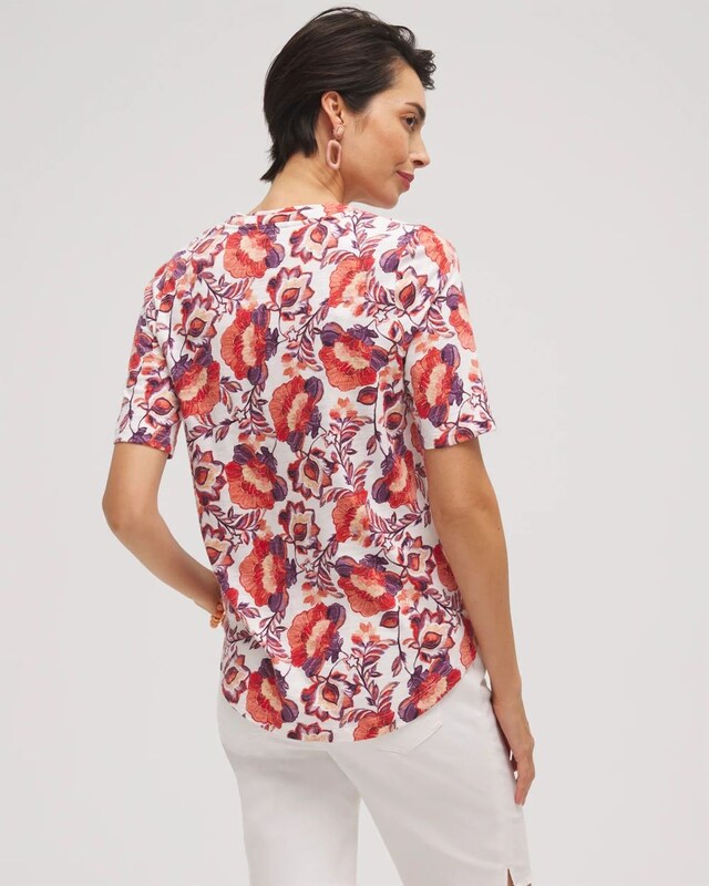 Floral Elbow Sleeve A-line Tee - image 3